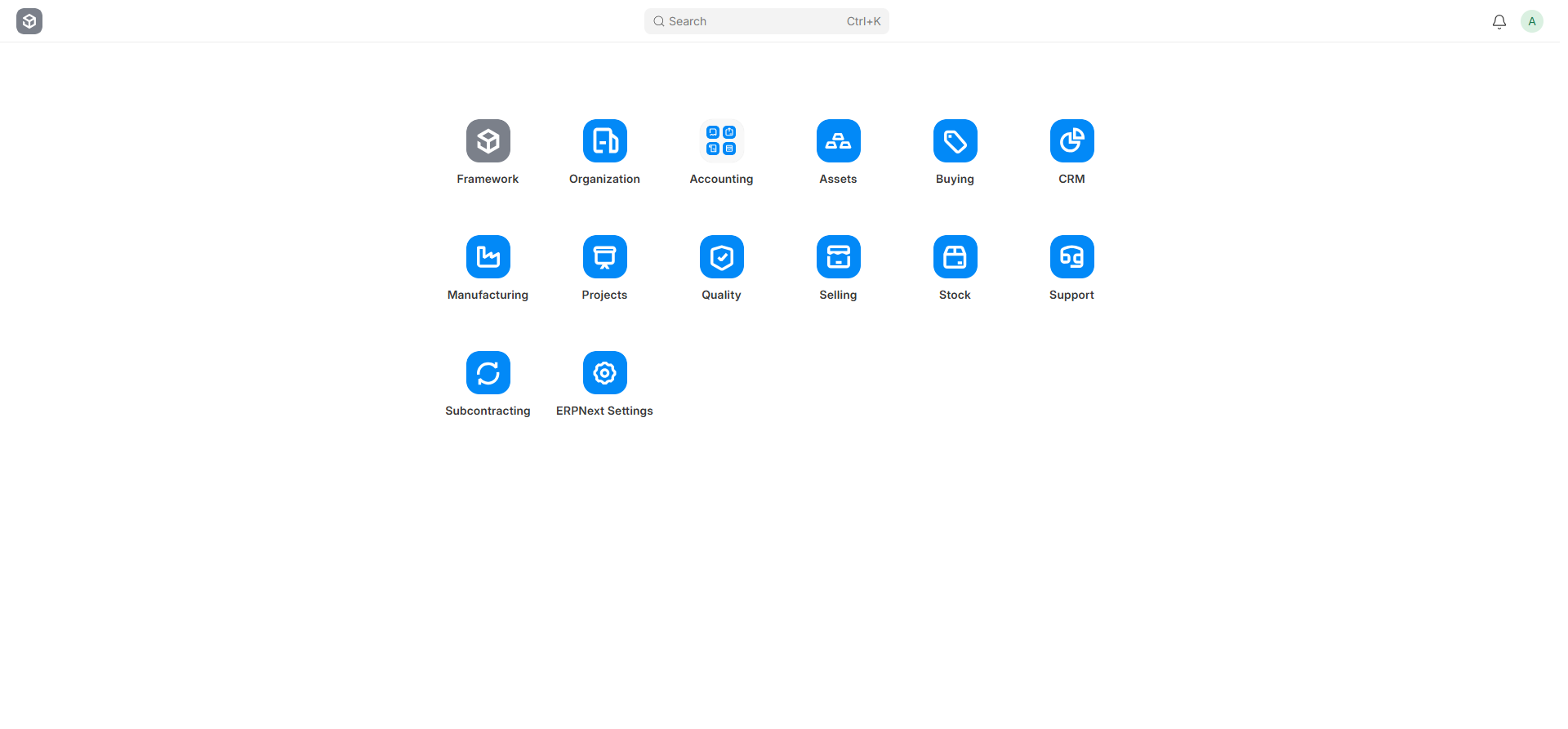 Desktop ERPNext có biểu tượng Projects